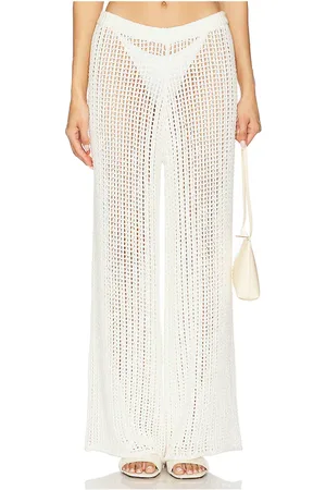 La Porte Mia Windowpane Knit Pant in - Cream. Size L (also in M, S, XL, XS).