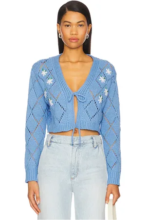 Line Lucien Cropped Cardigan in - Blue. Size L (also in M, S, XS).