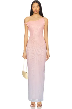 GOOD AMERICAN Mesh Twist Maxi Dress in - Blush. Size L (also in M, S, XL/1X, XS, XXL/2X).