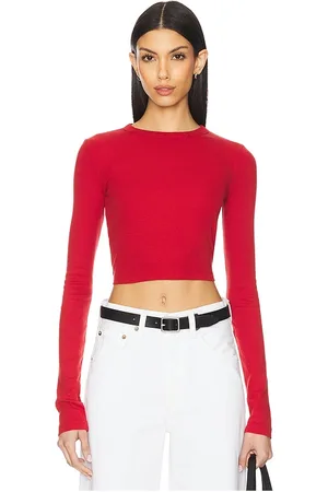 Cotton Citizen Verona Crop Shirt in - Red. Size L (also in M, S, XS).