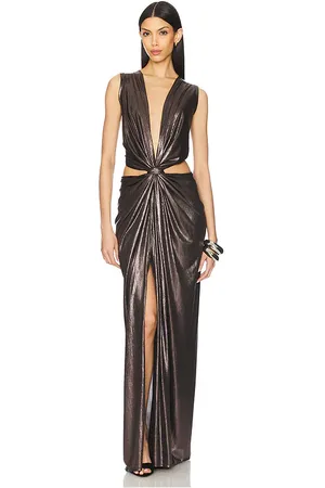 SID NEIGUM Floor Length Knot Dress in - Brown. Size L (also in M, S, XS).