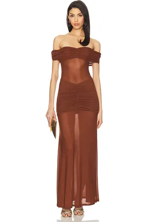 Runaway The Label Meila Maxi Dress in - Brown. Size L (also in M, S, XL).