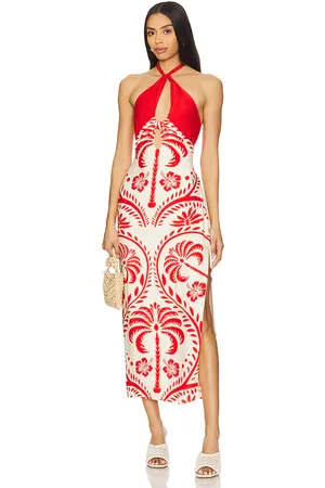 Seven Wonders Isla Midi Dress in - Red. Size M (also in S, XS).