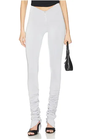 Sami Miro Shirred Zip Pants in - Light Grey. Size L (also in M, S, XS).