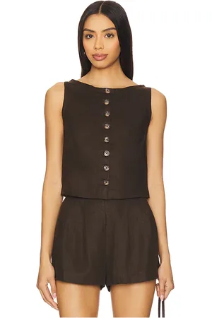 FAITHFULL THE BRAND Elia Top in - Chocolate. Size L (also in S, XS).