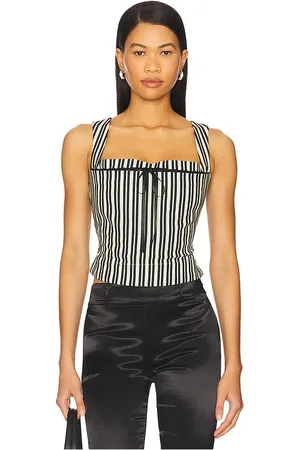 Miaou Laced Imogene Corset in - Neutral,Black. Size L (also in M, S, XL, XS).