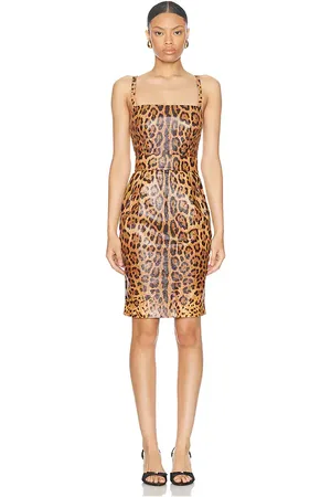 SIEDRES Dolce & Gabbana Leather Leopard Print Dress in - . Size 38 (also in ).