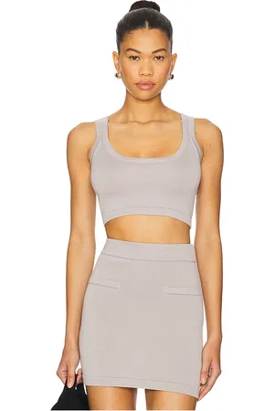 SNDYS Beverly Crop Top in - Grey. Size L (also in M, S, XL, XS).