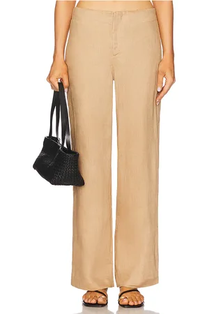 Bardot Balia Hipster Linen Pant in - Brown. Size 10 (also in 12, 2, 4, 6, 8).