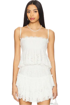 LOVESHACKFANCY Condie Top in - White. Size L (also in M, S, XL, XS, XXS).