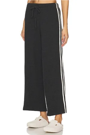 Donni. Thermal Stripe Cropped Pant in - Charcoal. Size L (also in M, S, XL, XXS).