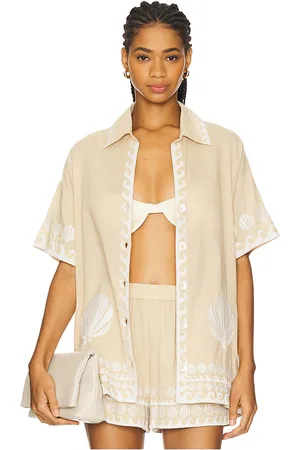 Show Me Your Mumu Parker Button Down in - Beige. Size L (also in M, S, XL, XS, XXL).