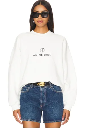 ANINE BING Jaci Sweatshirt Monogram in - White. Size L (also in M).