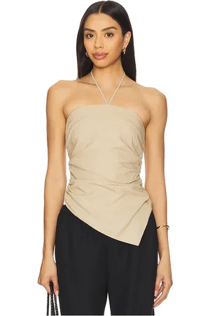 ONIA Air Linen Asymmetrical Halter Top in - Neutral. Size 0 (also in 2, 4, 6, 8).