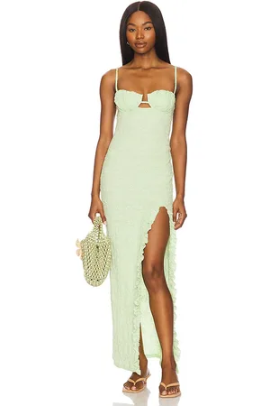 Montce Petal Long Slip Dress in - Mint. Size L (also in M, S, XS).