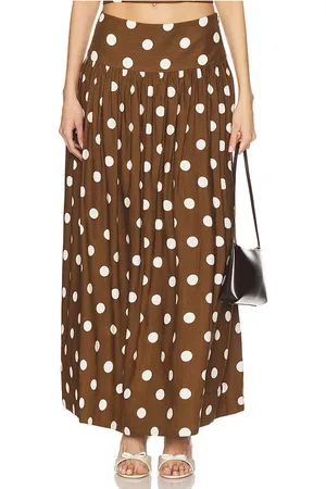 MAJORELLE Dot Maxi Skirt in - Brown. Size L (also in M, S, XS, XXS).