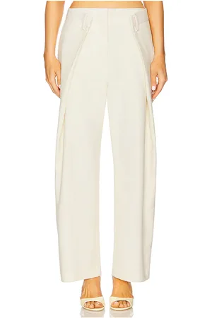 Rokh Pleated Wide Trouser in - Ivory. Size 36/4 (also in 38/6).