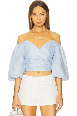Bardot Eva Linen Top in - Baby Blue. Size 12 (also in 10).