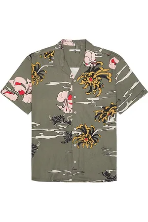 NEUW Sativa Print Short Sleeve Shirt in - Army. Size L (also in M, S, XL/1X).