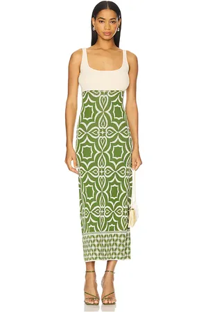 MISA Kalil Dress in - Ivory,Green. Size L (also in S, XL).
