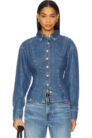 EB DENIM Rose Blouse in - Denim-Medium. Size L (also in M, S).