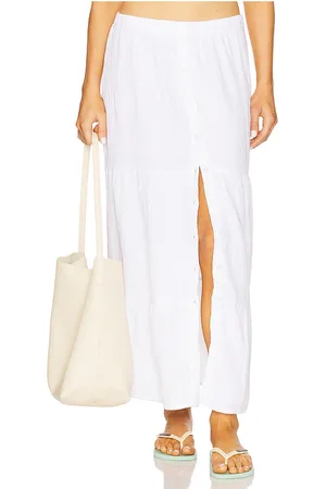 Bobi Tiered Button Front Maxi Skirt in - . Size L (also in M, S, XL, XS).