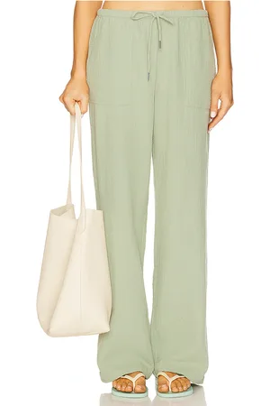 Bobi Wide Leg Pant in - Sage. Size L (also in M, S, XL, XS).