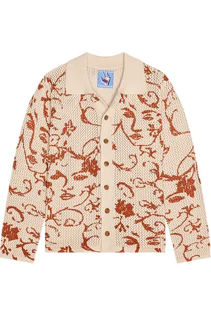 KIDSUPER STUDIOS Face Floral Open Knit Top in - . Size L (also in M, S, XL).