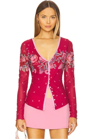 Free People X REVOLVE Home Grown Cardi in - Red. Size L (also in M, S, XS).