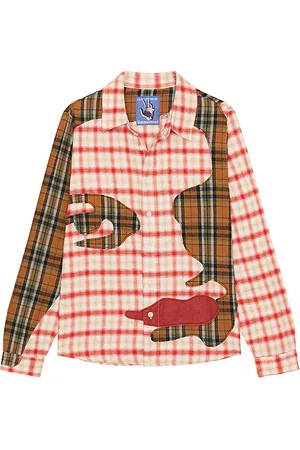 KIDSUPER STUDIOS Patchwork Face Flannel Shirt in - . Size L (also in M, S, XL).