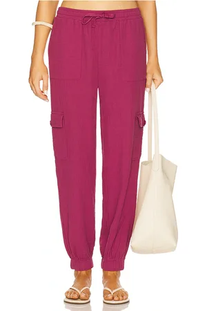 Bobi Jogger Pants in - Wine. Size L (also in M, S, XL, XS).