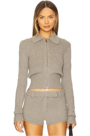 AYA MUSE Ivy Zip Up Cardigan in - Grey. Size L (also in M, S, XS, XXS).