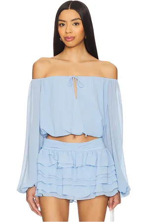 Amanda Uprichard Dallas Top in - Blue. Size L (also in M, S, XL, XS).