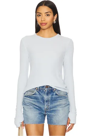 Michael Lauren Axl Crop Fitted Top in - Baby Blue. Size L (also in M, S, XS).