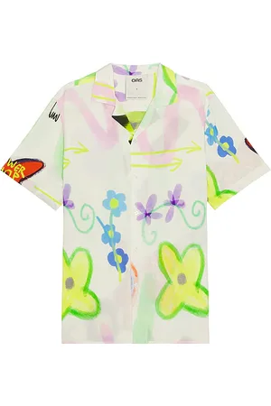 Oas Flower Shop Viscose Shirt in - Ivory. Size L (also in S, XL/1X).
