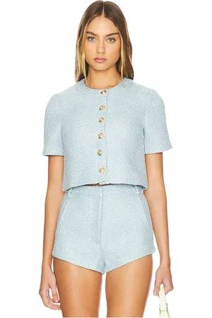 Amanda Uprichard X REVOLVE Braswell Top in - Baby Blue. Size L (also in M, S, XS).