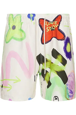 Oas Flower Shop Swim Short in - Ivory. Size L (also in M, S, XL/1X).