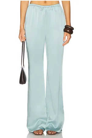 SER.O.YA Viva Satin Pants in - Blue. Size L (also in M, S, XL, XS).