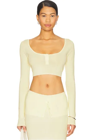 Lioness Amour Crop Top in - Lemon. Size L (also in M, S, XL, XS).