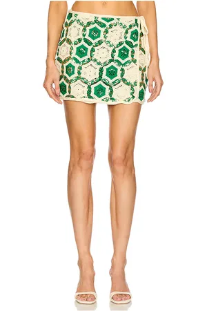 Agua Bendita Danina Ventura Mini Skirt in - Green. Size L (also in M).
