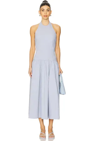WeWoreWhat Halter Corset Midi Dress in - Slate. Size L (also in M, S, XL, XS, XXS).