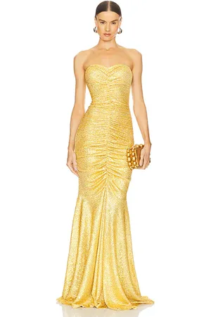Norma Kamali Strapless Fishtail Gown in - Metallic Gold. Size L (also in M, S).