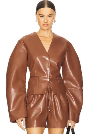 Nanushka Kiyo Blazer in - Brown. Size M (also in S, XS).