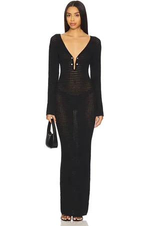La Porte Crochet Maxi With Signature Pearl Details Dress in - . Size L (also in M, S, XL, XS).