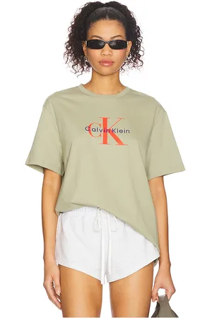 Calvin Klein Monologo Tee in - Sage. Size L (also in M, S, XL/1X).