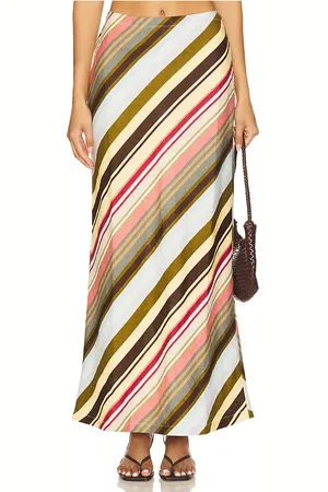 FAITHFULL THE BRAND Elise Skirt in - Brown,Olive,Baby Blue. Size L (also in M, S, XL).