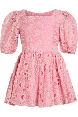 Bardot Kids Margo Broderie Mini Dress in - Pink. Size 5 (also in 6, 7).