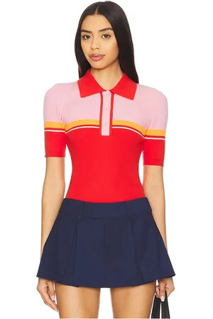 Essentiel Antwerp Haustral Ribbed Polo in - Orange. Size L (also in M, S, XS).
