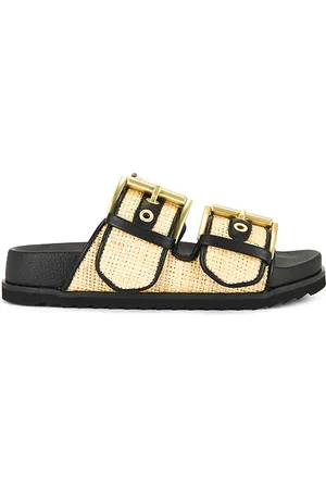 AllSaints Sian Raffia Sandal in - Black. Size 36 (also in 37, 38, 38.5, 39, 39.5, 40).