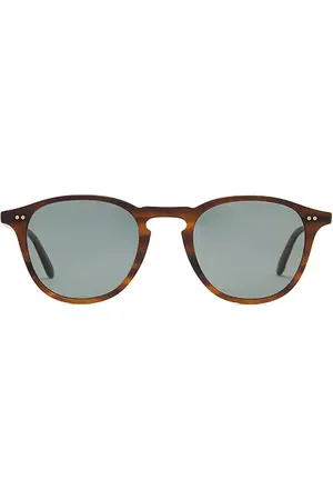 GARRETT LEIGHT Hampton Sun in Matte Saddle Tortoise & Semi-Flat Bluesmoke in Matte Saddle Tortoise & Semi-flat Blue Smoke - Brown. Size all.